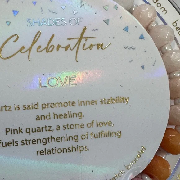 NWT crystal rose quartz variety bracelet in round gold accented gift box - Picture 5 of 5